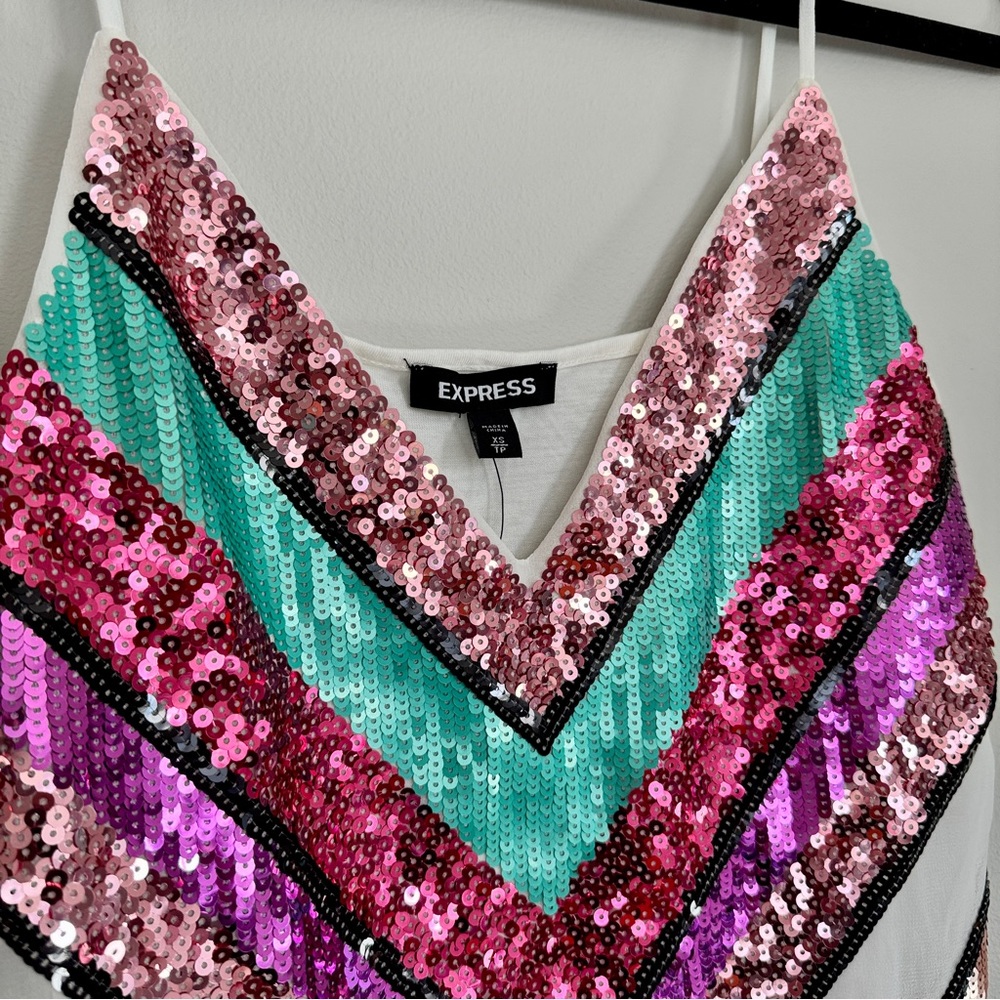 Express Sequined Chevron Tank - Picture 2 of 6
